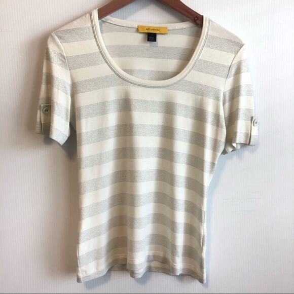 St John knits short sleeve top striped - Picture 10 of 10